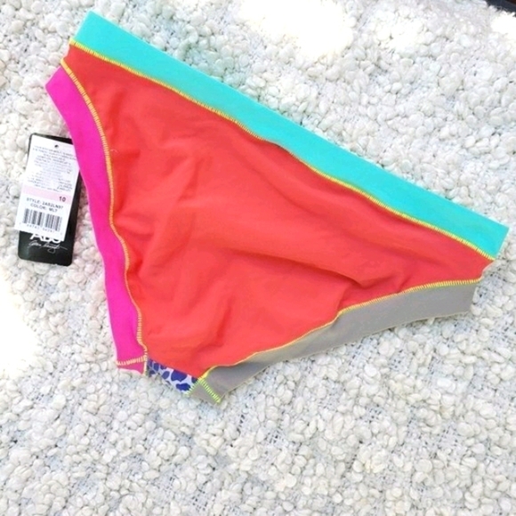 NWT Allen Schwartz Neon Orange Purple Leopard Print Bikini Bottoms - Picture 7 of 9